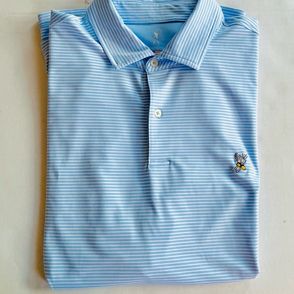 Fairway & Greene Winged Foot Golf Club blue white golf shirt xl